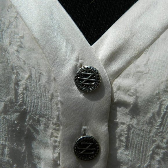 Zac Posen Textured Ivory Silk Chiffon Knee Length Cocktail Halter Dress, Size 2 - Picture 4 of 12